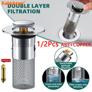 Kebidumei Bathroom Sink Plug Stopper Pop-Up Sink Drain Strainer Plug Universal Basin Core Drain Filter for 8mm Depth Shower Sink Filter