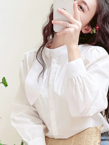 Chic Spring Autumn Yellow round Neck Long Sleeve Womens Shirt Unique Design French Style Top Comfortable Viscose Commute Wear