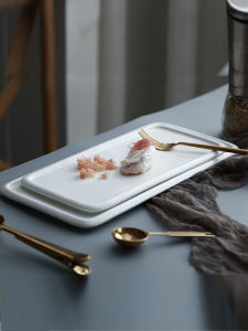 Đĩa Sứ Trắng Vuông Lớn Đĩa Đựng Bánh Mì Kiểu Châu Âu Đĩa Đựng Tráng Miệng Đĩa Sushi Sashimi Đĩa Trưng Bày Khách Sạn