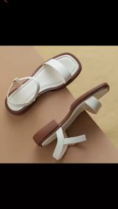 [YOKO] 3CM Rubber Women Casual Plain Buckle Strap Sandals Non Slip Square Toe Flat Sandals