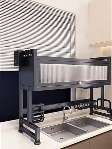 GUGU HOME [COD] Rak Pengering Pinggan Dapur Kitchen Sink Rack Dustproof Tableware Storage Cabinet Organizer