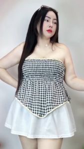 จัดส่งทันที เสื้อสาวอวบร้านต๋อง ขนาดรอบอก32-46  ความยาวตัวเสื้อ 16.5 สมอคดึงยางรอบน่ารัก **รุ่นเกาะอกน้องทองดี