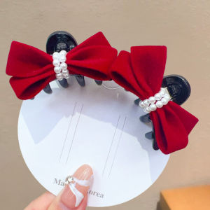 MOYAJIEKA | New Year Red Velvet Hair Clip Ribbon Bow Accessory