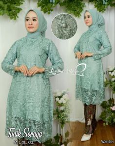 Set Kebaya Modern Brokat Tille Rok Plisket Baju Kebaya Kondangan Wanita Kebaya Tunik