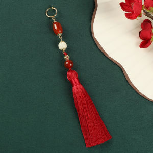 Red Chinese Style Long Dangle Earrings Turquoise Tassel Womens Fashion Retro Ear Jewelry Single Piece  out Miscellaneous