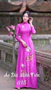 Áo Dài Chất Liệu Gấm Cao Cấp Hàng Thêu và May Thủ Công Tỉ Mỉ - Mã G15 Hồng Sen