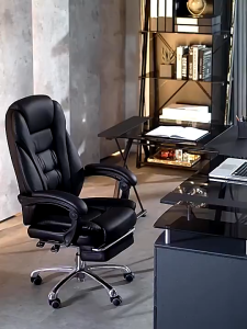 JUANS HOME Leather Office Chair with Massage Ergonomic Computer Chair With Leg Rest