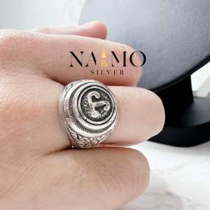 แหวนนะโม แหวนเงินแท้ ทรงมอญแกะข้างลายไทย