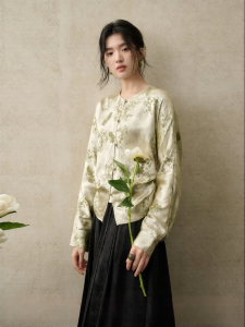 JK&JS | Áo Nữ Mùa Xuân Cổ Tròn Phong Cách Vintage Trung Quốc Mới