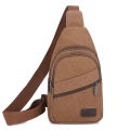 Casual Canvas Mens Chest Crossbody Outdoor Shoulder Bag Small Size Zipper Closure Interior Pocket. 