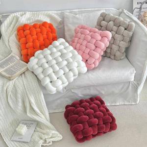 Knotted Soft Knit Square Pillow Cushion