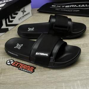 Extermal Sandal Cowok Slop Slip on Casual Black