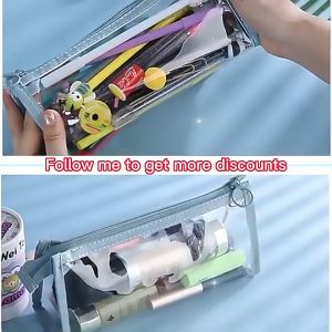 Transparent PVC Stationery Cosmetic Storage Bag Pencil Case  Large Office School Student Stationery Pencil Case