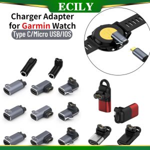 ECILY Portable Type C/Micro USB/IOS Female to Charger Cable Adapter For Garmin Fenix 7/7S/7X/6/6S/6X/5/5S/5X Watch Charging Converter
