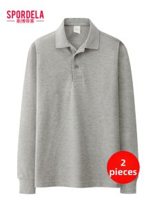 Spordela | Casual Cotton Polo Shirts Long Sleeve Turn-down Collar T-Shirts Men Loose