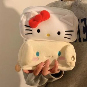 Hello Kitty Cat Korean Style Pencil Bag Ins Large Capacity Cartoon Storage Bag Student Stationery Bag Storage Bag