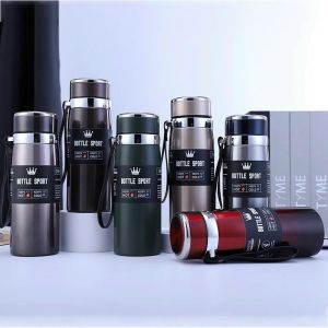 Bình Giữ Nhiệt Nóng Lạnh Dung Tích 1000ml Bottle Sport Lõi Inox 2 Lớp Cao Cấp Kiểu Dáng Thể Thao Có Quai Xách Thuận Tiện Mang Theo