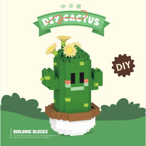 New Product Simulation Succulents Cactus Building Blocks Flowers DIY Educational Assembling Toys Potted Plant Decorations