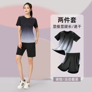 Womens Quick Dry Large Size Fitness Training Suit Spring Badminton Sports Morning Run Yoga Clothes Running Sportswear Set