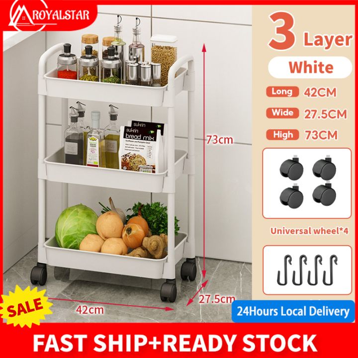 Royalstar 3-layer Utility Trolley Cart Organizer Rack Household Kitchen ...