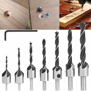 Mata Bor Drill Bit Countersink Hss 3-10Mm 7Pcs Mata Bor Kayu Alumunium Plat Besi Set Komplit Multifungsi 7Pcs
