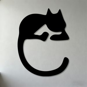 CIFbuy | Brand 2D Flat Metal Wall Art Sculpture Sleeping Cat Decor for Living Room Bedroom Office Modern Iron Wall Hanging Decor