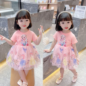 Disney | New Girls Clothes Summer Flying Sleeve Kids Dress Party Baby Dresses for Children Clothing Frozen Elsa Princess Dresses