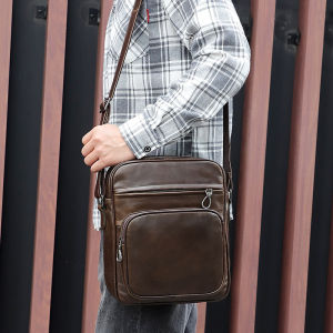 Royal Bagger Retro Europe Men Messenger Bag Casual Sling Shoulder Bags Genuine Cow Leather Fashion for Man Business