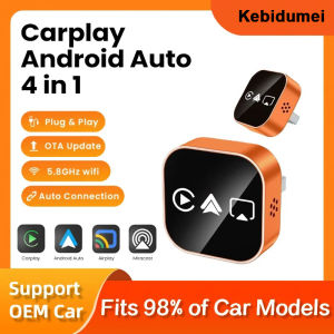 Kebidumei | 2026 Upgrade 4 In1 Wired to Wireless CarPlay Android Auto AirPlay Mirror Link Stable Bluetooth Adapter For Audi Benz Toyota VW