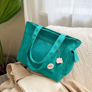 Large Capacity Canvas Tote Bag Commuter Bag Simple Japanese Style Versatile Shoulder Bag for Students Class And Youth Leisure