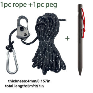 5m Tent Cord Adjuster Wind Rope Tie Down Reflective Tightener Fastening  Ratchet Awning Rope Buckle