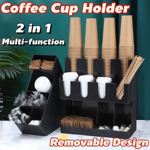 Removable Multi-function Tissue Lid Holder Two Layer Coffee & Bar Cup Rack Storage Organizer