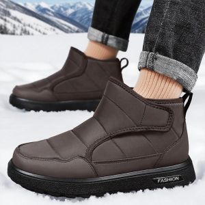 SUPERLI Winter Warm Men Snow Boots Waterproof Lightweight Ankle Boots Thick Warm Fur Slip On Men Shoes Plus Size Size 39-45