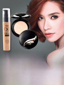 Mistine Winged Pressed Powder Ceramic Moisturizing Dry Skin Setting Powder Long-lasting Natural Matte Finish Facial Makeup