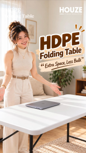 [HOUZE] HDPE Portable Folding Table - [80cm | 86cm | 122cm | 152cm | 180cm]