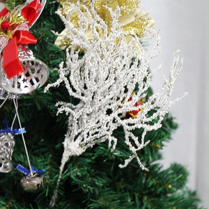 6pcs/set Artificial White Grass Plant Home Wedding Party Xmas Tree Decoration Artificial Flowers DIY Scrapbooking Wreath Christmas Decor Simulation Pine Branches