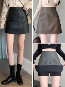 High Waist Black A-Line Mini Skirt Womens Autumn Winter New Style Bodycon Skirt Fashionable Short Skirt PU Material