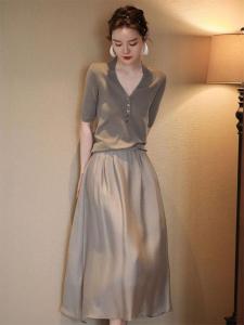 Elegant French Style Mid-length Dress 2 Pieces