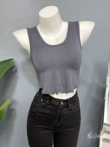 Áo Ba Lỗ Cổ Chữ U Màu Xám Cao Cấp Thoải Mái Cho Nữ Mùa Hè 2021 Áo Ba Lỗ Ngắn Ôm Vừa Vặn Phong Cách Công Sở Màu Trơn