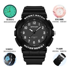 Waterproof Sports Watch for Men And Boys High School Students Exam Special Use Childrens Watch Rubber Band Quartz Movement