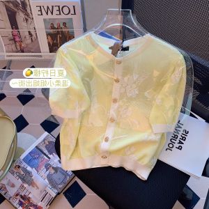 First-Line Brand Cut Label Big Brand Export Sample Clothes Heavy Industry Knitwear Female Summer Classic Style Ice Silk Short Sleeve Tops Tide