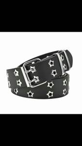 Star Eye Rivet Belt Goth Style Double Pin Buckle For Women Men Fashion Casual Punk Style Pu Leather Waistband Waist Belt