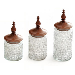 Retro Acacia Wood Lid Storage Jar