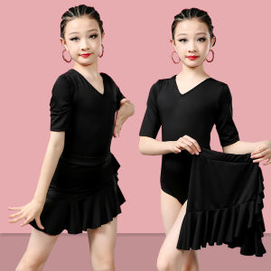Girls Latin Dance Costume Short Sleeve Performance Outfit Professional Separate Set New Style Childrens Dance Skirt