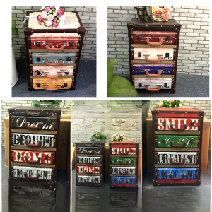 European-Style Retro Bedside Table Mediterranean Sofa Side Table American Minimalist Floor Cabinet with Lock Storage 3456 Chest of Drawers Special Offer