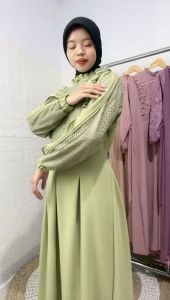 ADELIA DRESS GAMIS WANITA CRINKLE MIX BRUKAT MALIKA M L XL