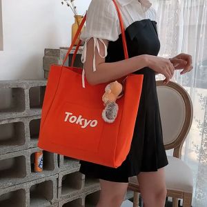 Cute Canvas Tote Bag Tas Travel Kanvas Pundak Large Capacity Bag