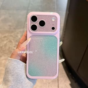 LIANGWU | Transparent Glitter Ombre Large View Window Ins Style Phone Case