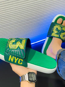 Mens Slippers Adjustable Magic Tape Anti-slip Soft Bottom Wide Fit Healing Footwear Casual Slip-On Sandals for Swollen Feet