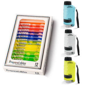 [crystalawaking]Kid Science Experiment Pocket Microscope Lab LED Light 60-120x Lab Handheld Microscope Battery Powered Kids Science Toy